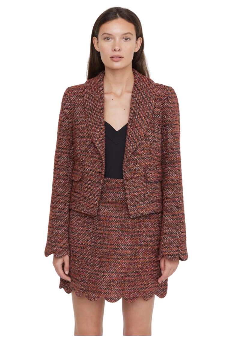 Jacheta dama Violaine - scurt - maro - acril-bumbac-poliester-viscoza