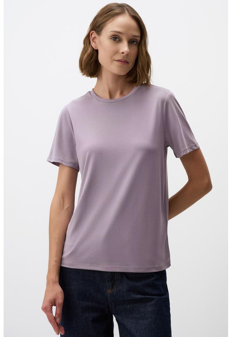 Tricou din amestec de modal cu decolteu rotund