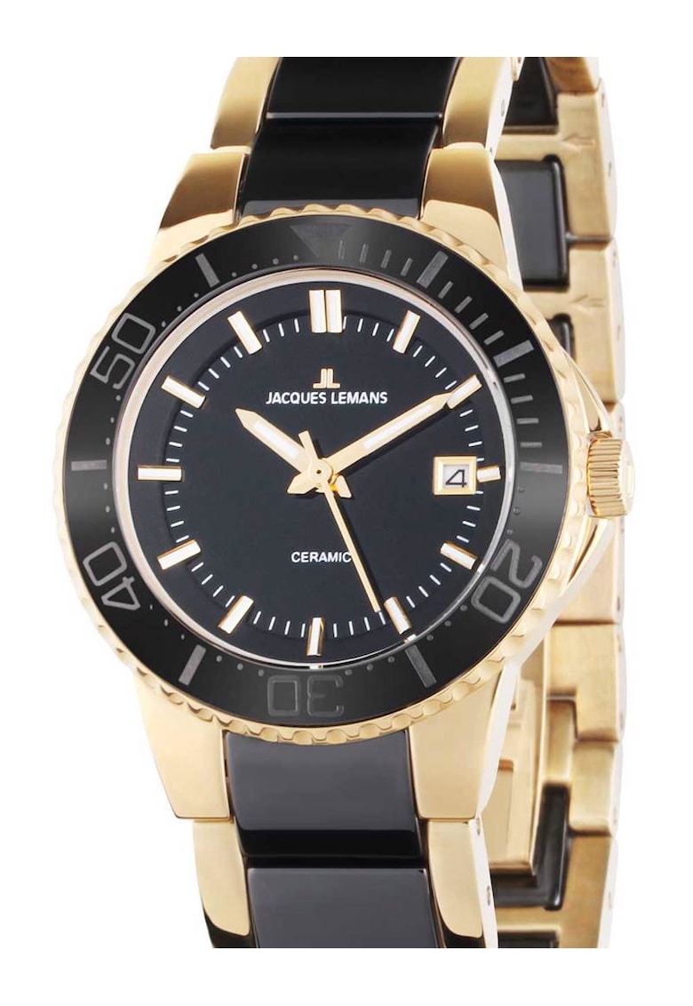 Ceas dama Colmar ceramic - auriu/negru - 31mm - 10 ATM