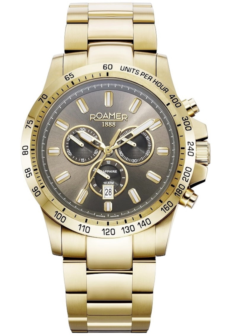 Ceas barbatesc - 10 ATM - 45mm - bratara metalica aurie