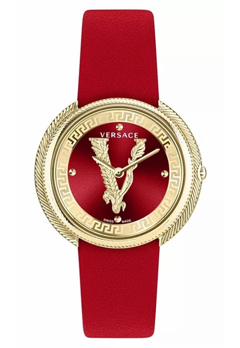 Ceas dama Thea - rosu/auriu - piele/metal - 38mm - 5 ATM