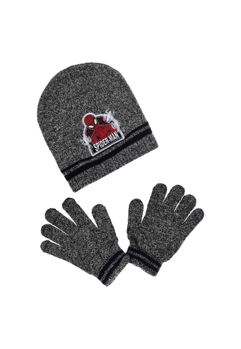 Set caciula si manusi - Spiderman - gri - pentru baieti - sezon rece Set caciula si manusi - Spiderman - gri - pentru baieti - sezon rece