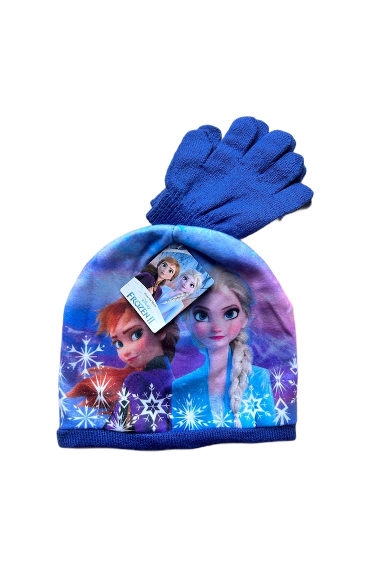 Set Caciula si Manusi Frozen II - 54 - Albastru - acril