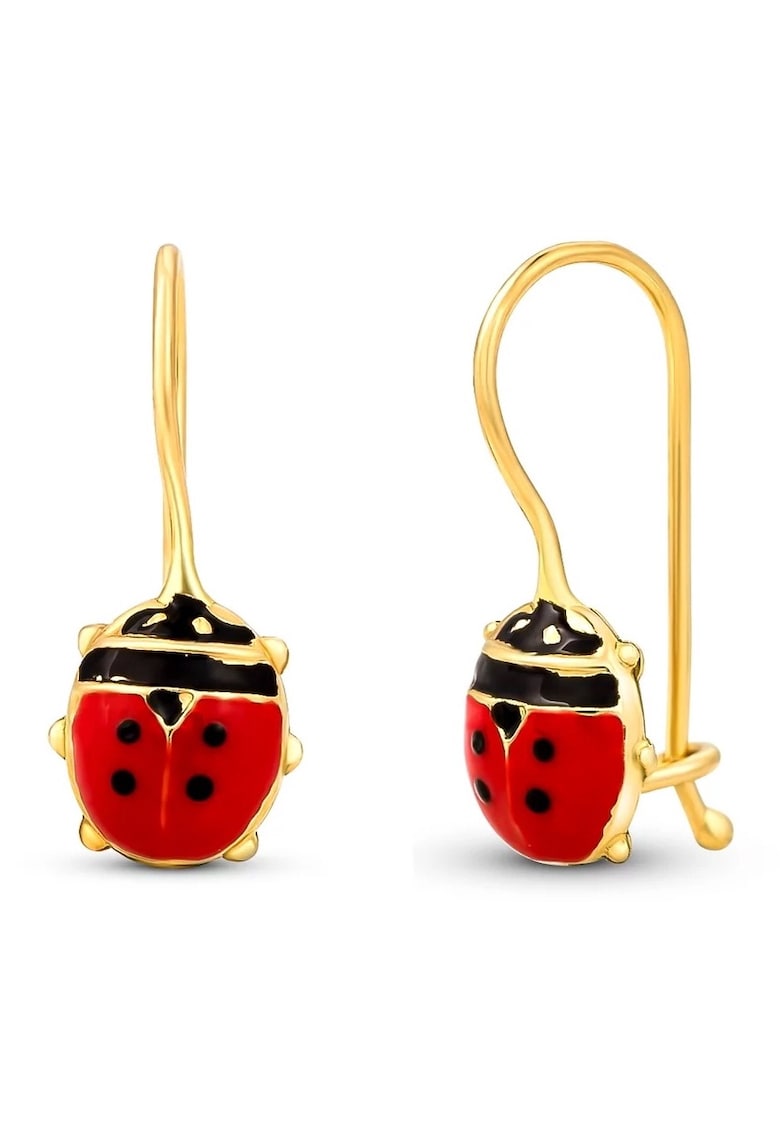 Cercei Copii din Aur 14K - model Buburuze cu Email - inchidere tortite