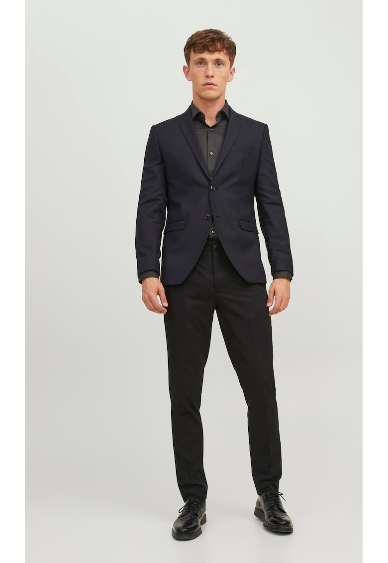 Sacou barbati  blazer cu un singur piept - super slim fit - negru - poliester reciclat