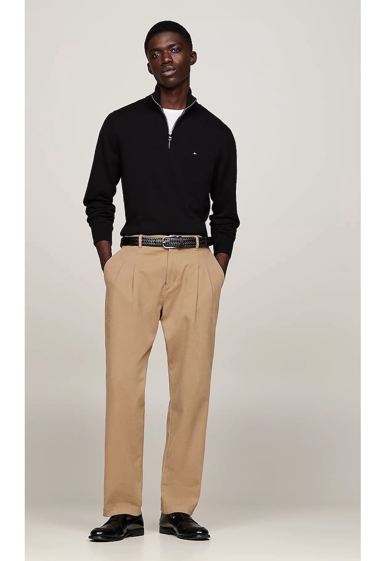 Pulover pentru barbati - bumbac Pima si casmir - negru - tricotat - guler inalt