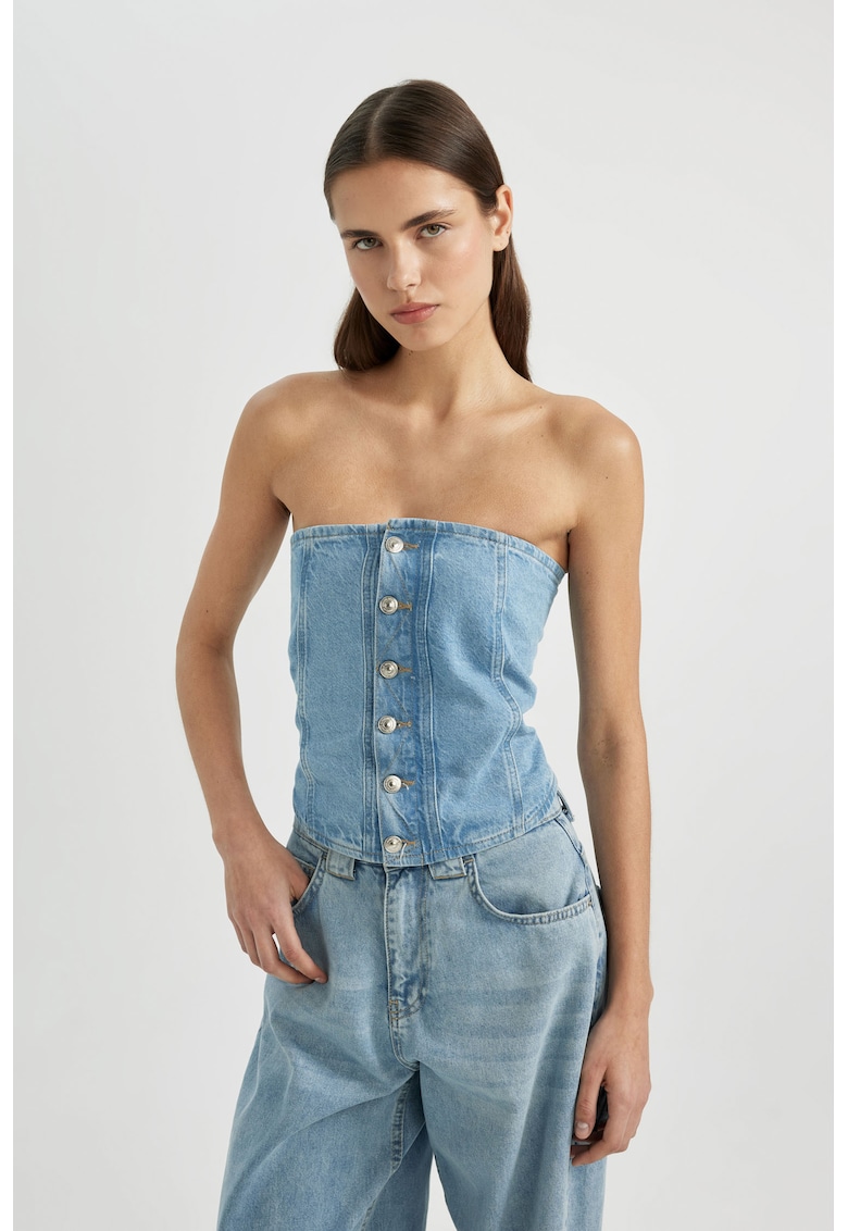 Top crop din denim