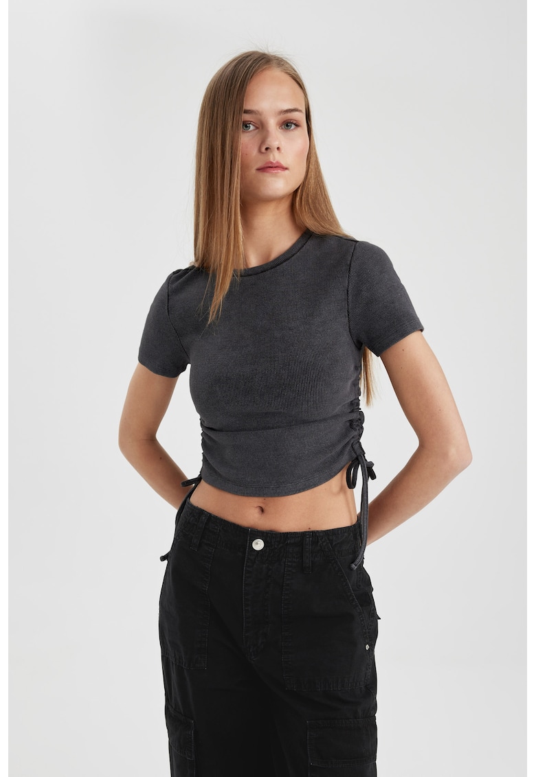 Tricou crop striat