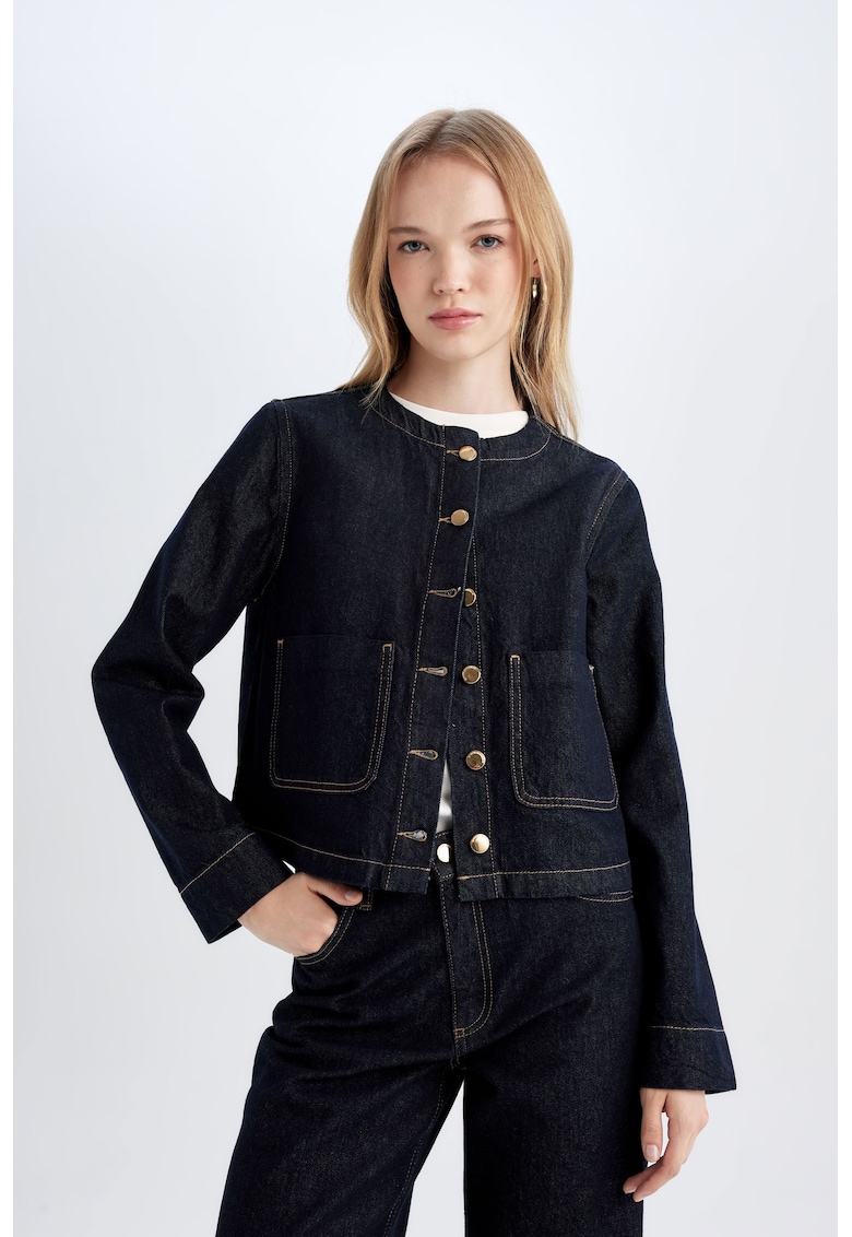 Jacheta crop din denim