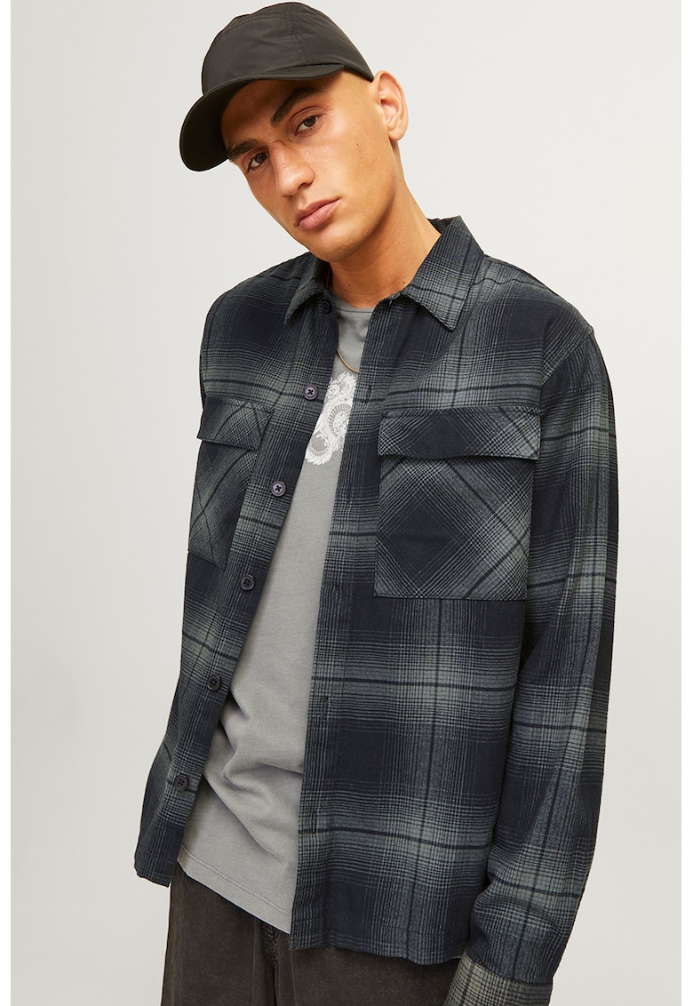 Camasa in carouri cu buzunare pe piept