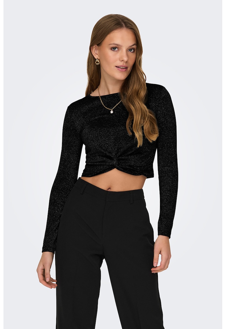 Bluza crop asimetrica cu fronseu