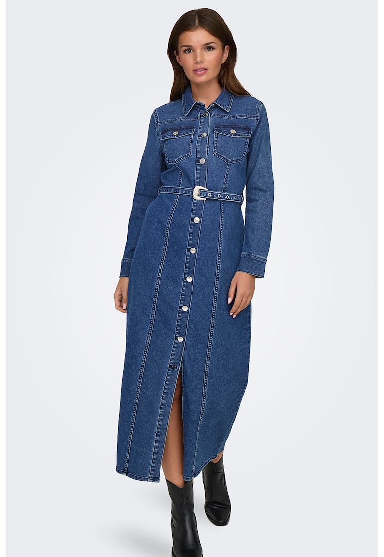 Rochie din denim cu o curea in talie