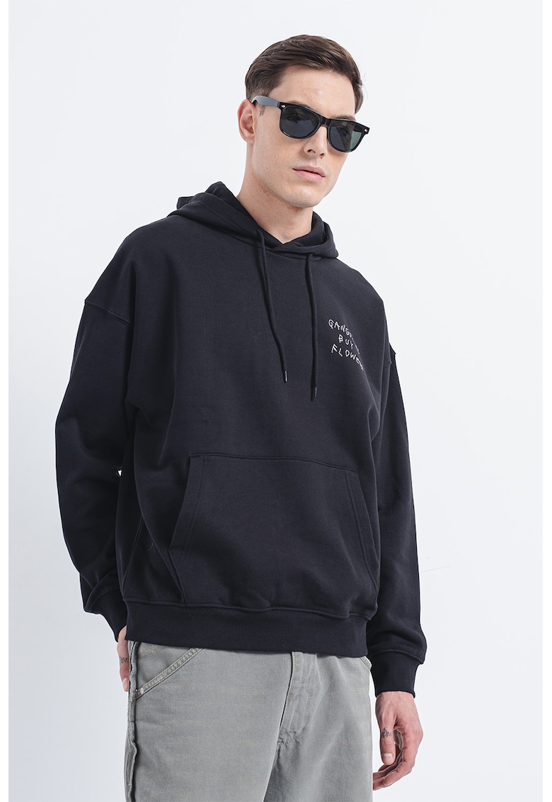 Hanorac cu snur de ajustare si buzunar kangaroo Aaron