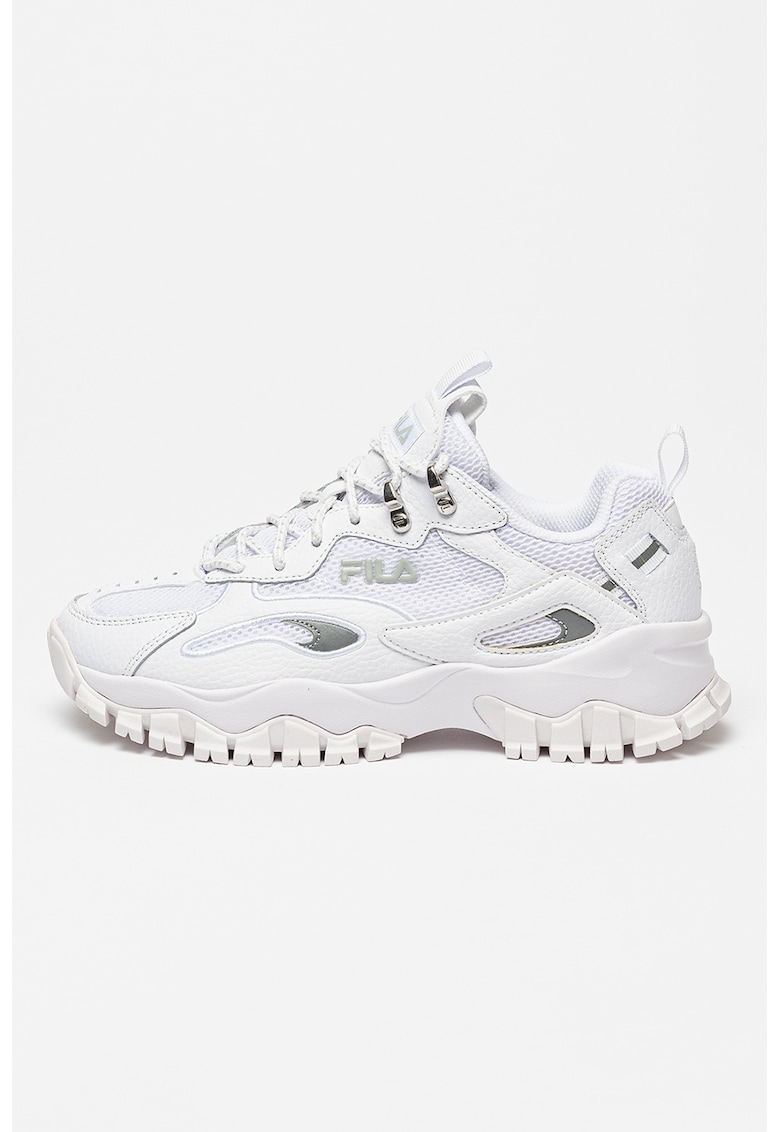 Pantofi sport cu segmente de piele Ray Tracer - Alb optic/Argintiu