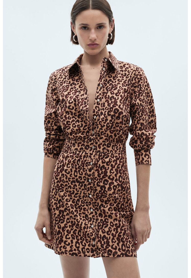 Rochie-camasa cu animal print Lia