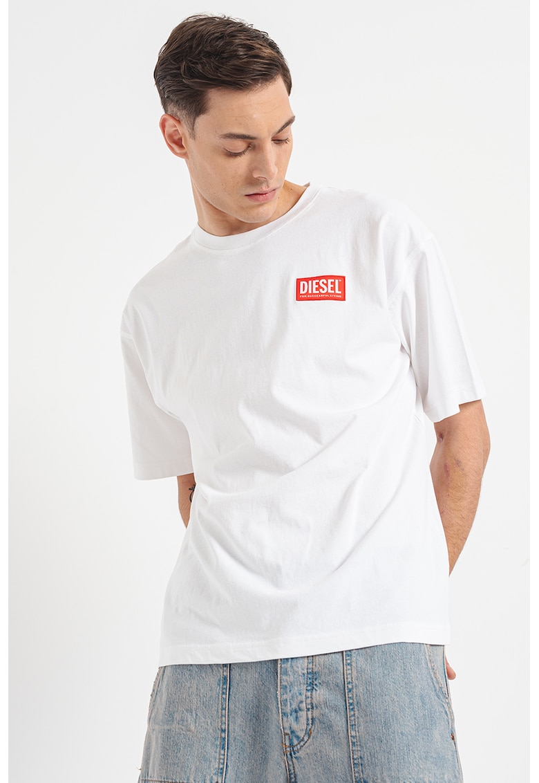 Tricou supradimensionat din bumbac Nlabel - Rosu/Alb