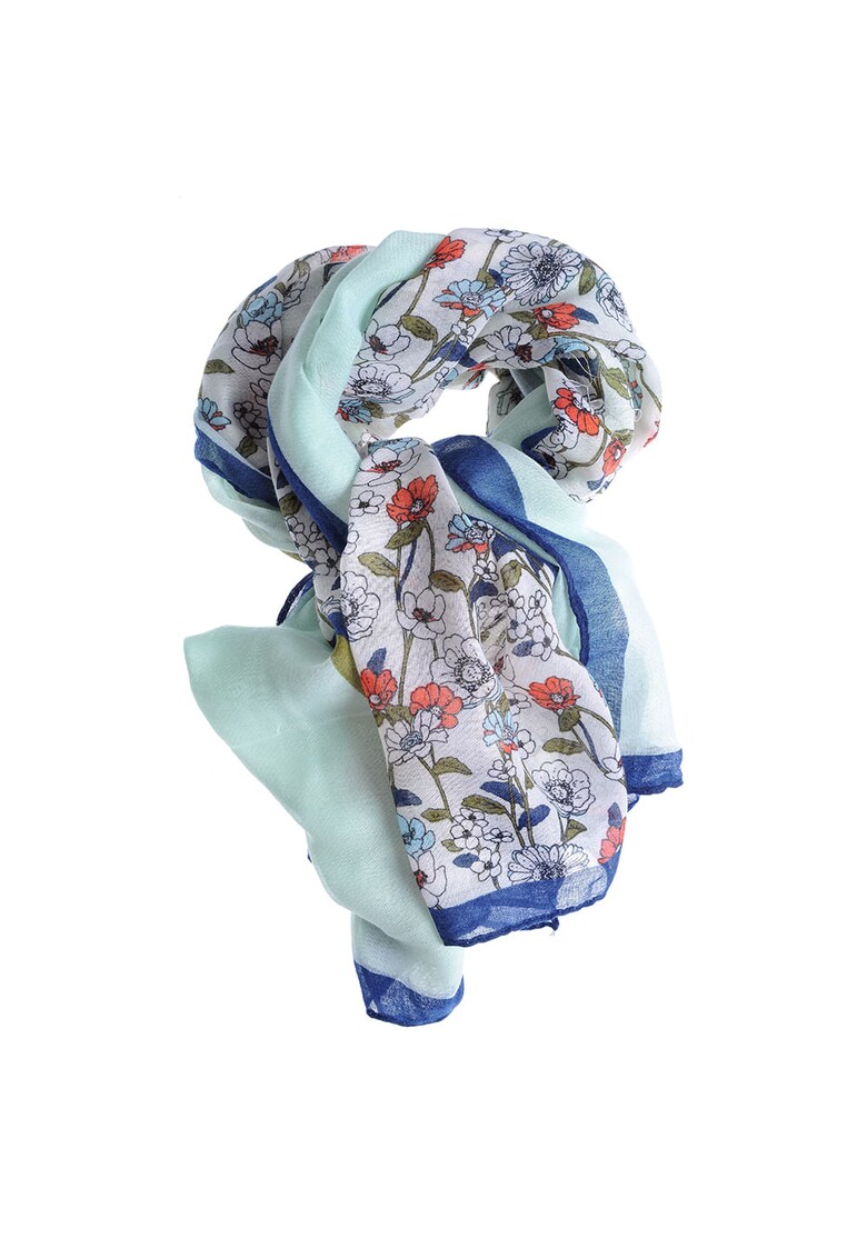 Esarfa verde cu flori multicolore Esarfa verde cu flori multicolore