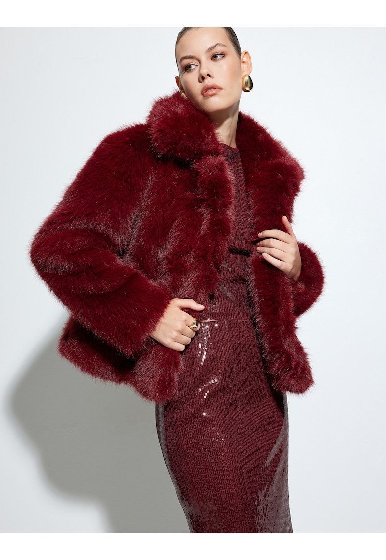 Palton uni de blana sintetica