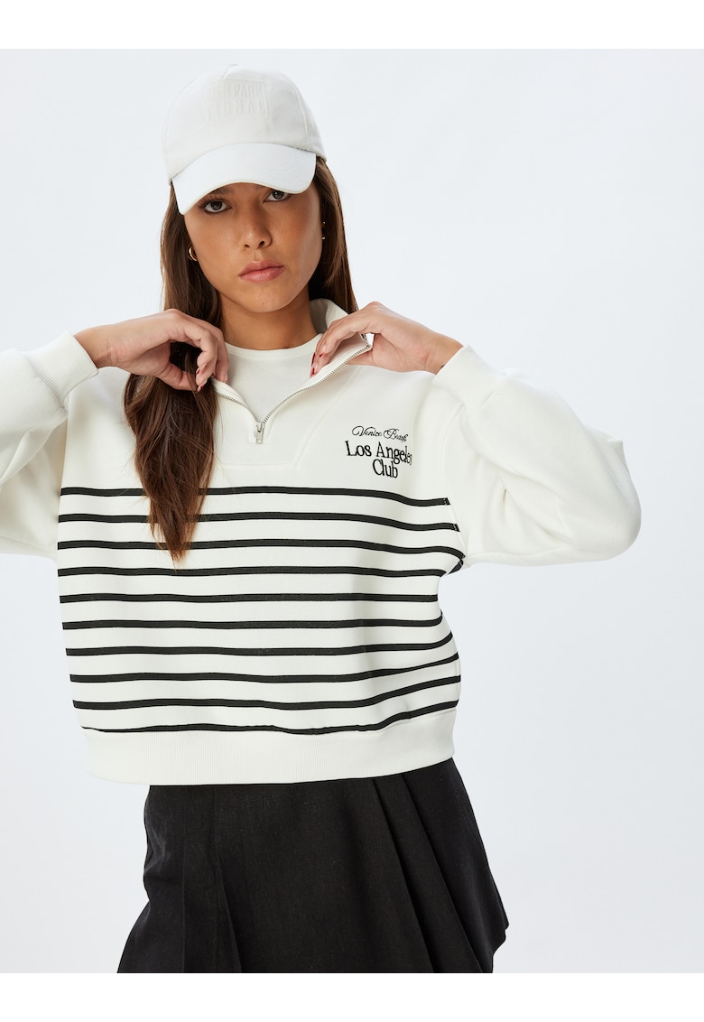 Bluza de trening cu model in dungi si maneci cazute