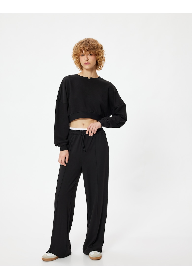 Bluza de trening crop cu maneci cazute