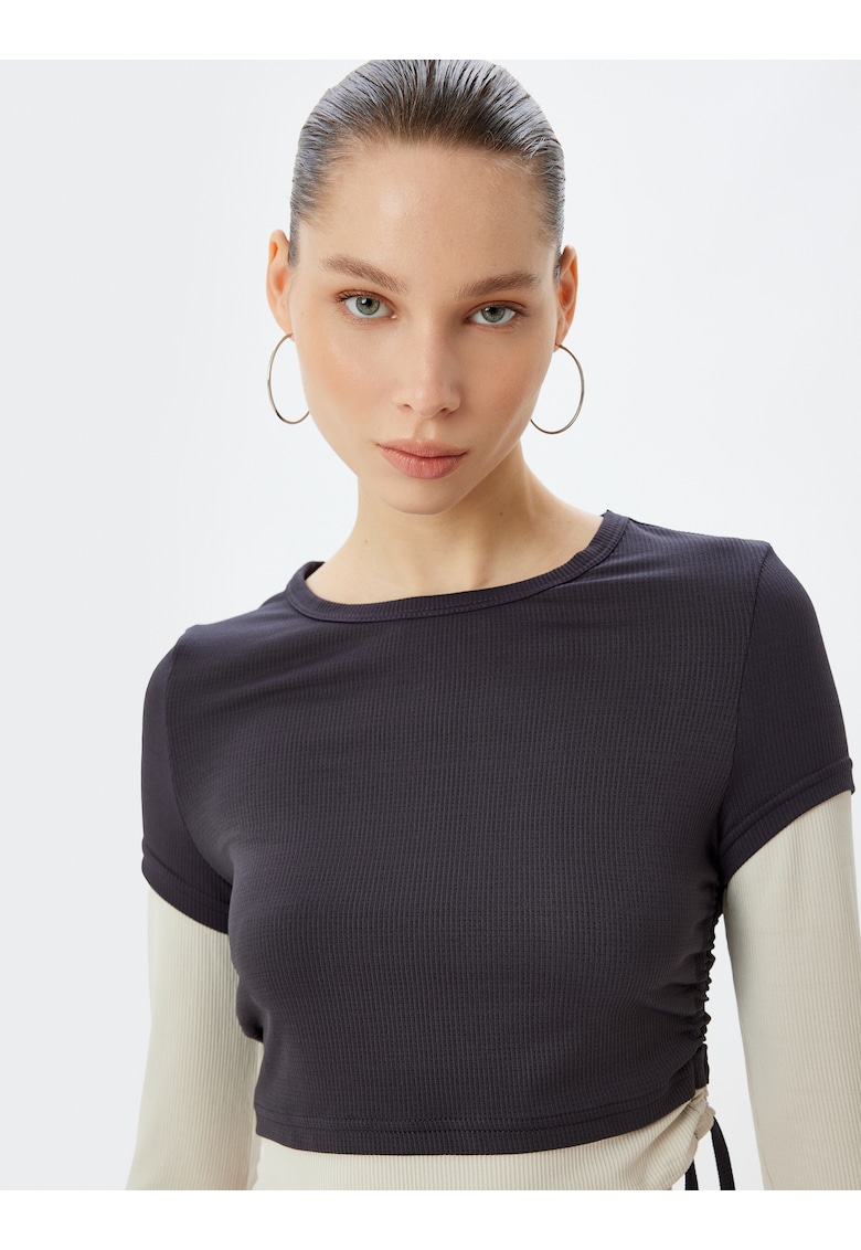 Bluza crop cu model 2 in 1