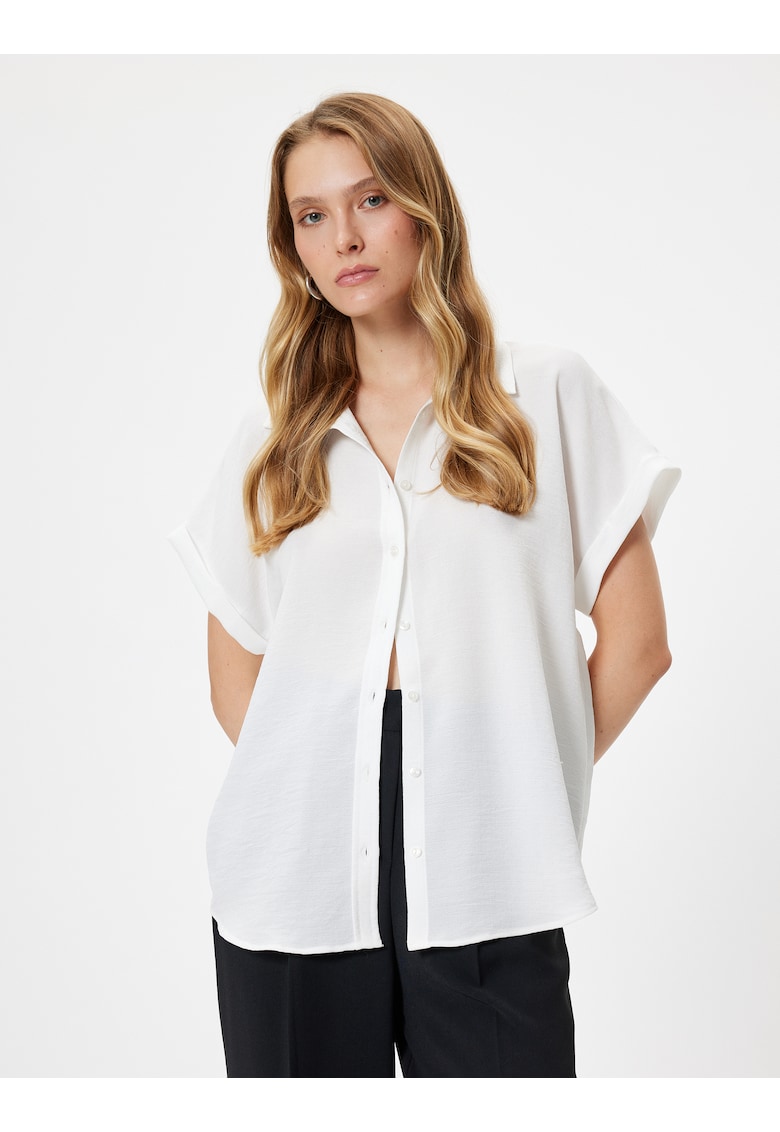 Camasa uni cu maneci scurte - Alb murdar