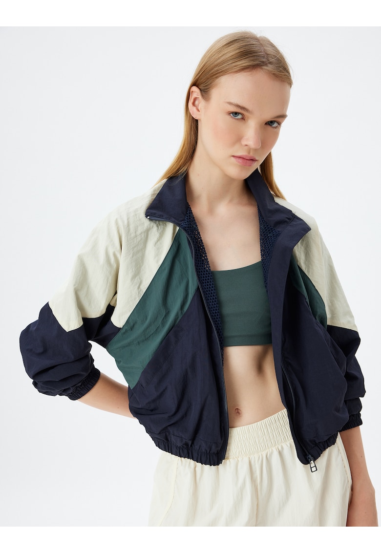 Jacheta crop cu fermoar