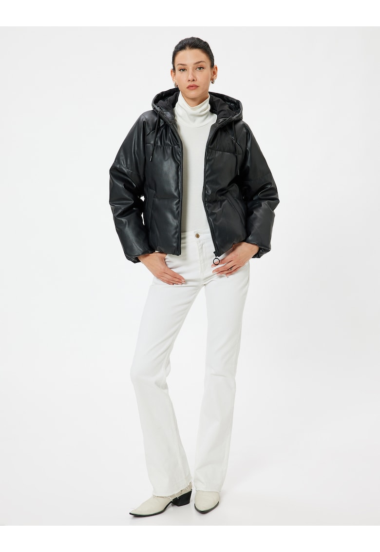 Geaca din piele ecologica cu gluga