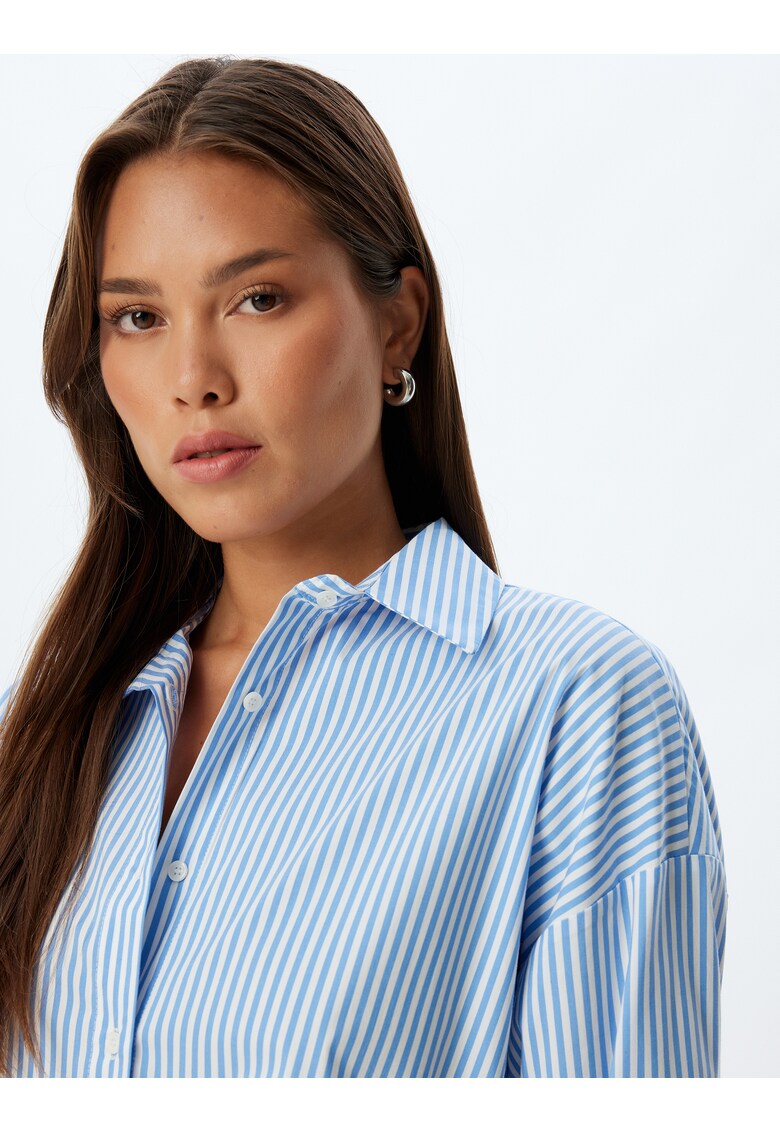 Camasa cu dungi si maneci lungi cazute