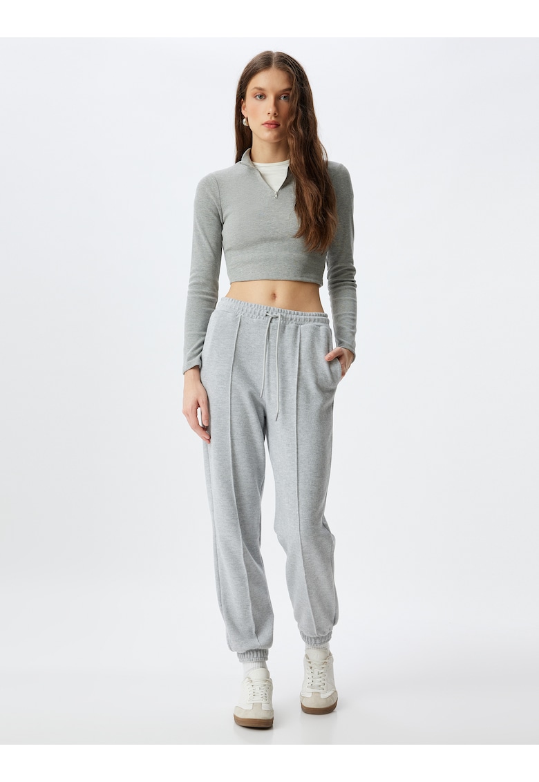 Pantaloni de trening din amestec de bumbac cu snur de ajustare