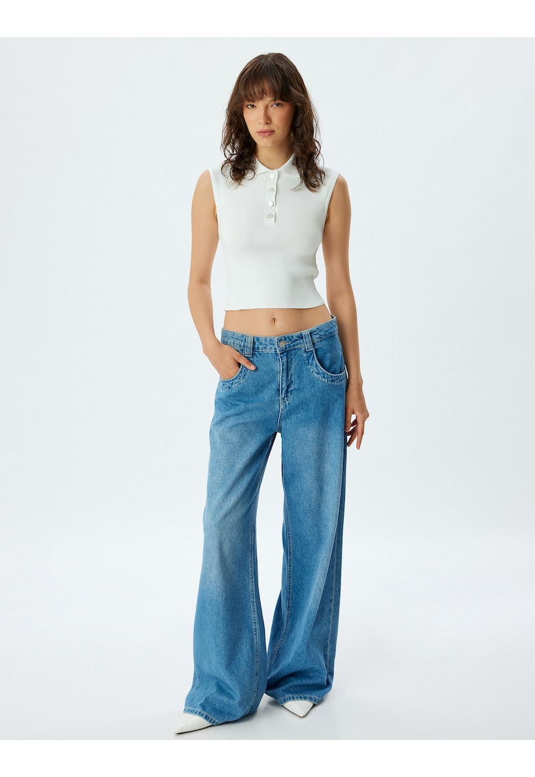 Top crop polo striat