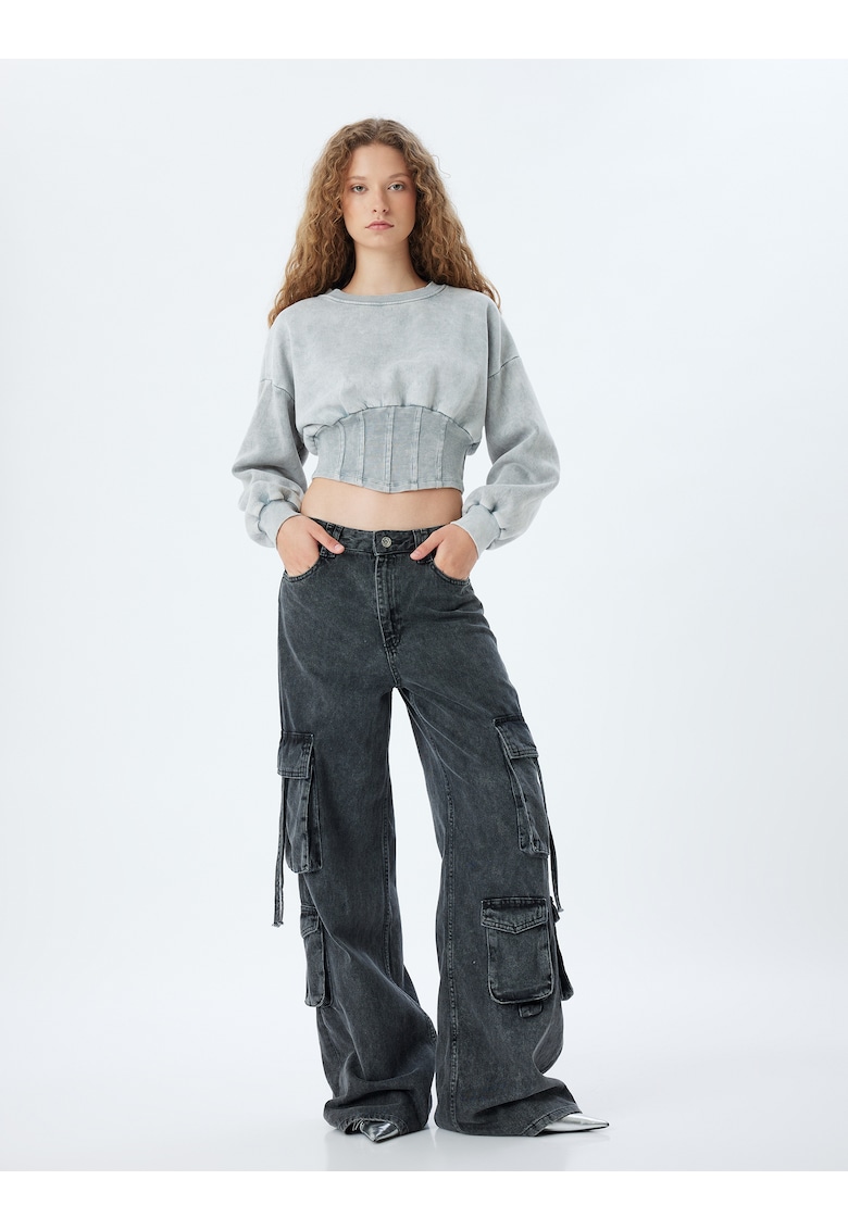 Bluza de trening crop din amestec de bumbac