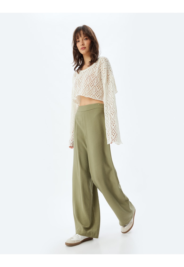 Pantaloni din amestec de modal cu talie inalta