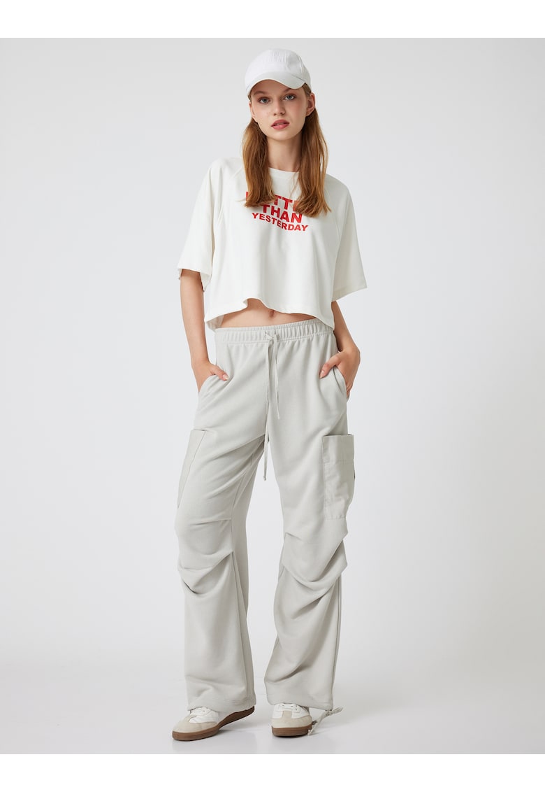 Pantaloni cargo de trening cu snururi