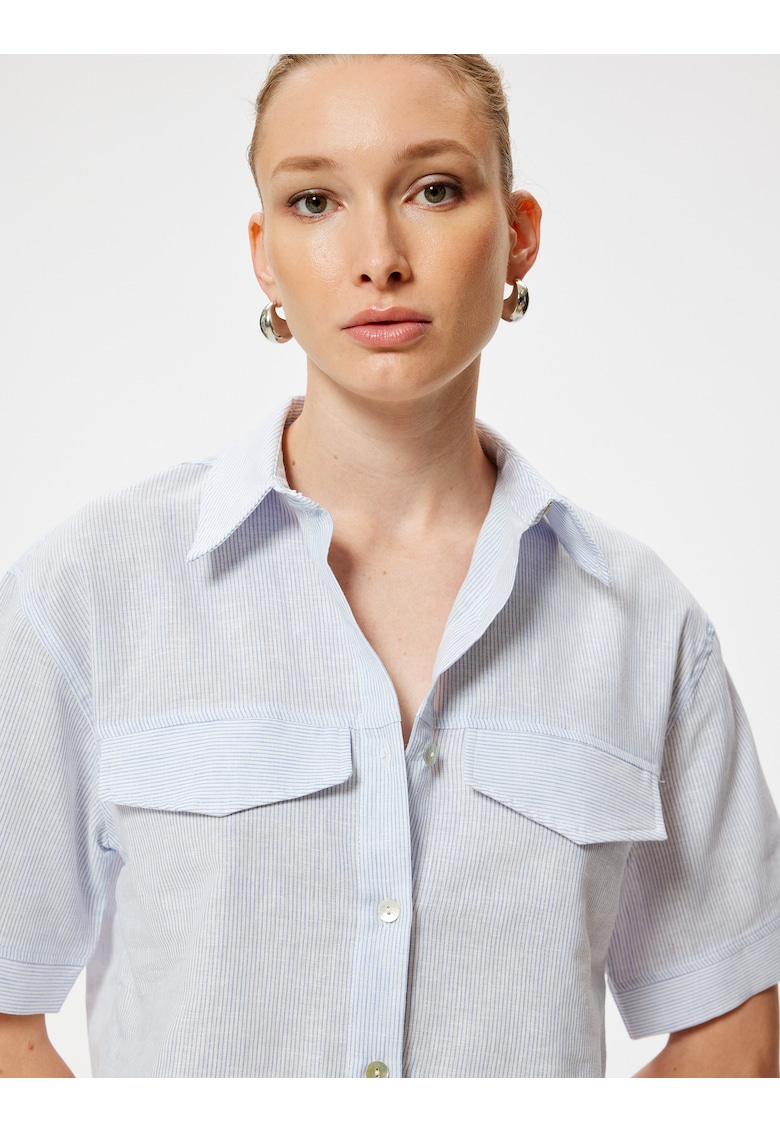 Camasa crop din amestec de in