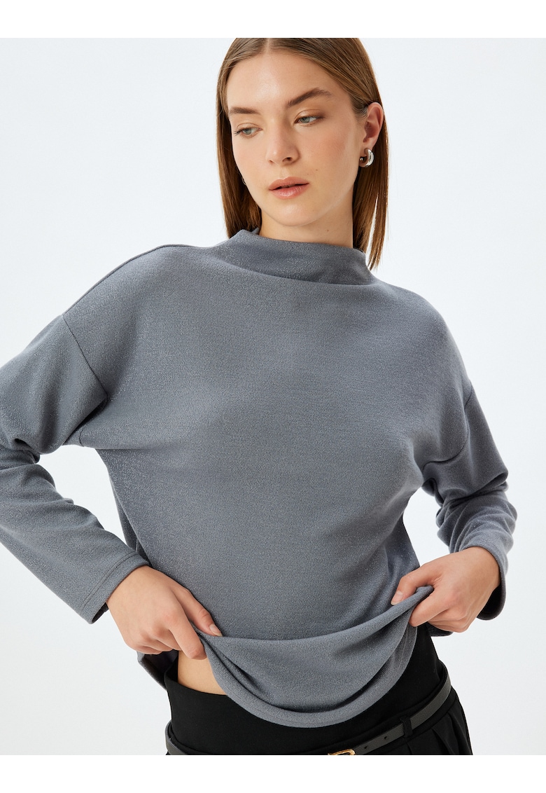 Bluza de trening cu decolteu la baza gatului si maneci cazute