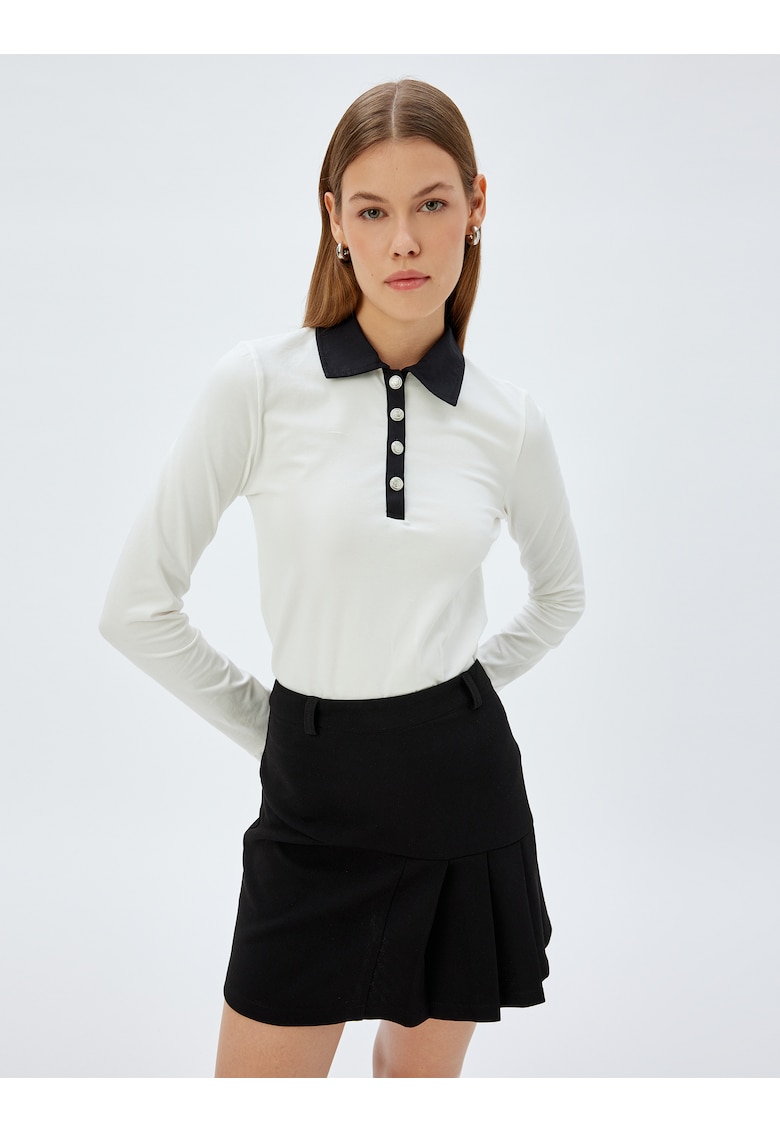 Bluza polo slim fit - Alb