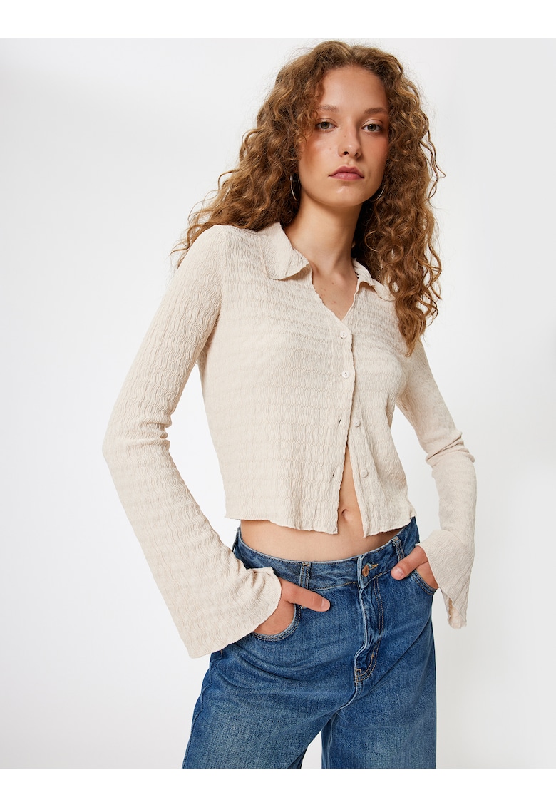 Bluza crop cu decolteu in V