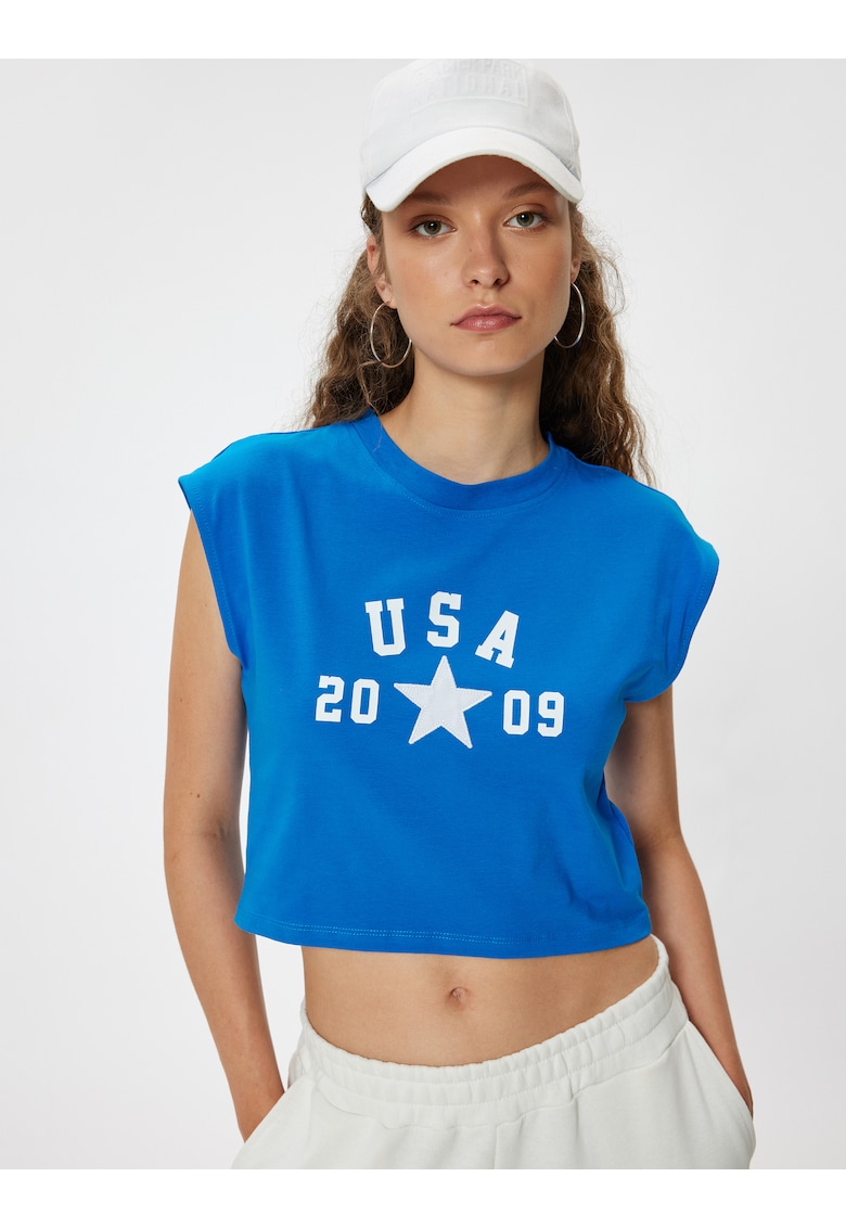 Tricou crop din amestec de bumbac