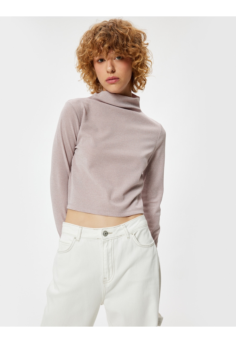 Bluza striata cu guler inalt