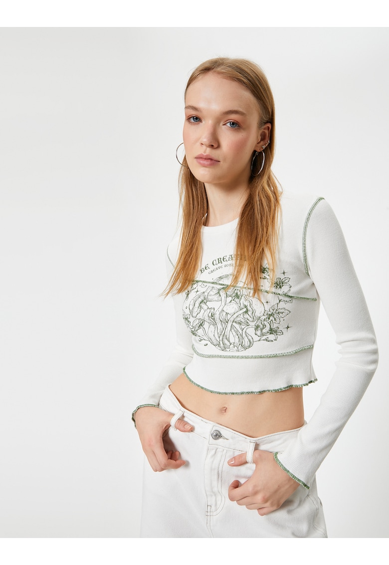 Bluza crop din amestec de bumbac