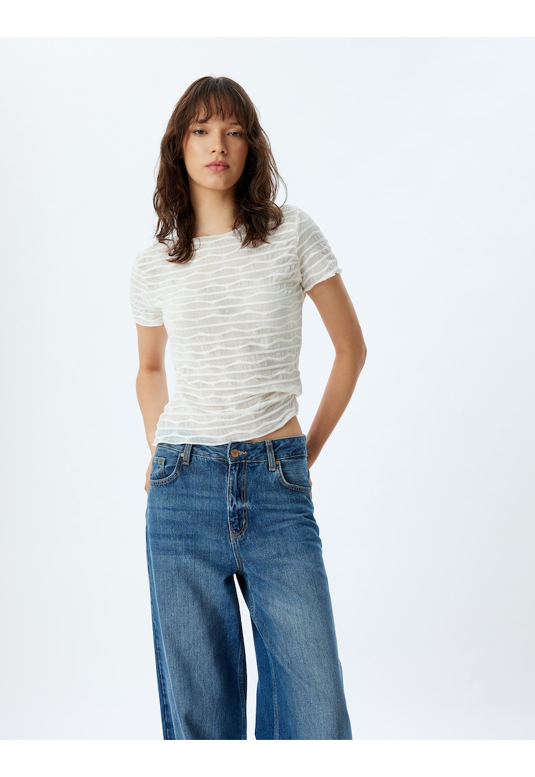 Tricou crop semitransparent