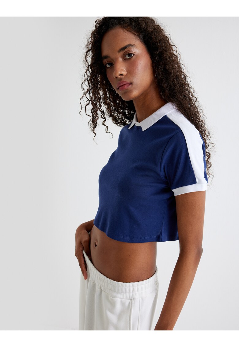 Tricou polo crop