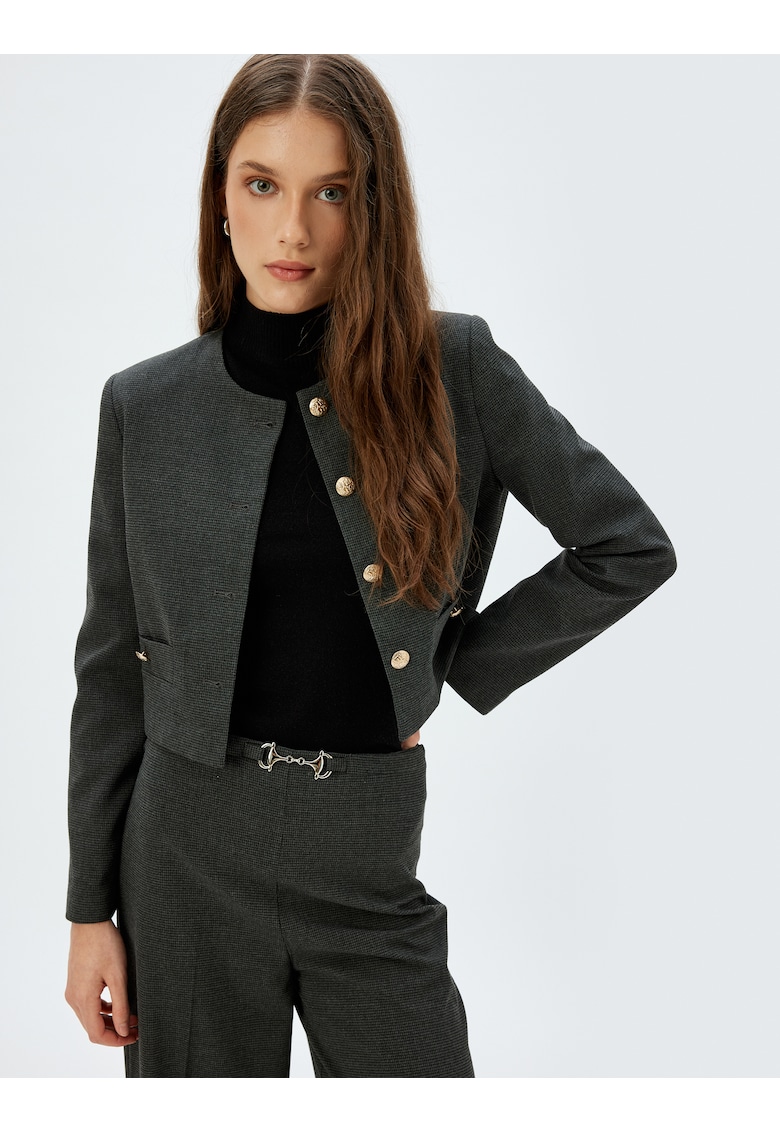 Sacou crop cu decolteu la baza gatului