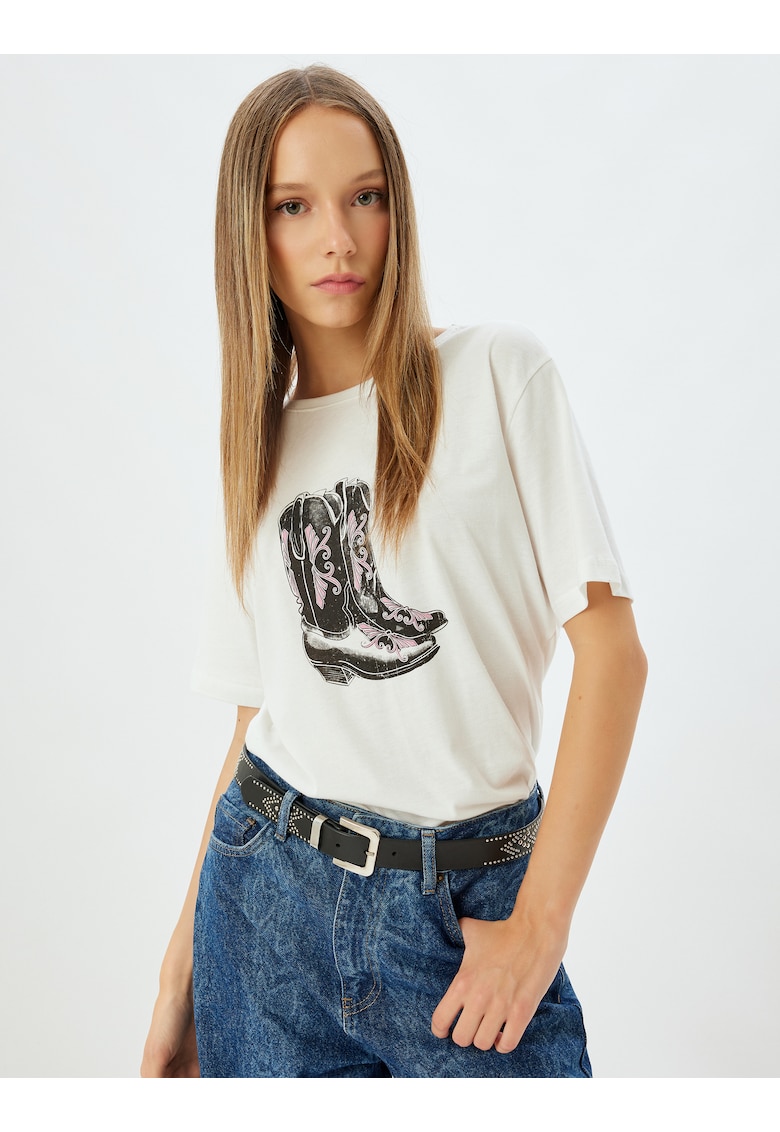 Tricou lejer din bumbac cu imprimeu