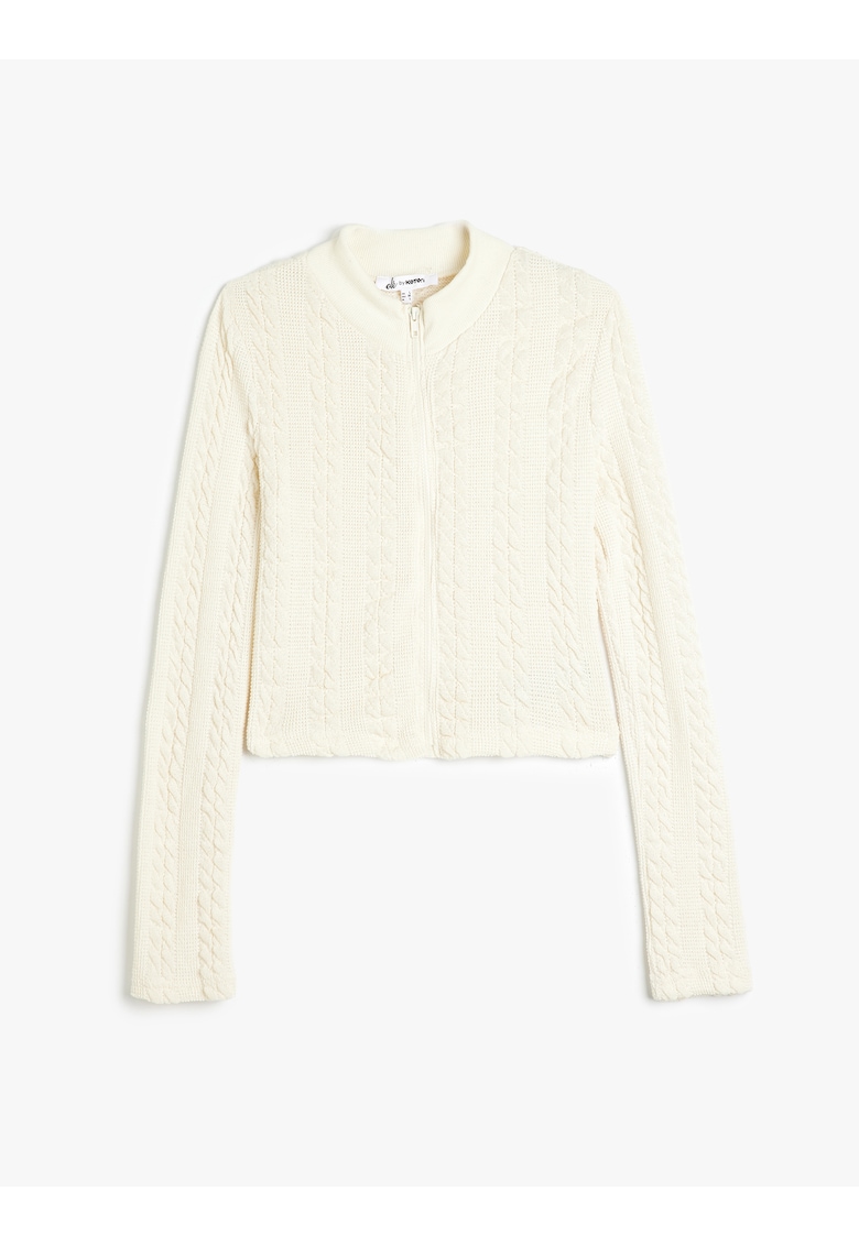 Cardigan crop cu fermoar