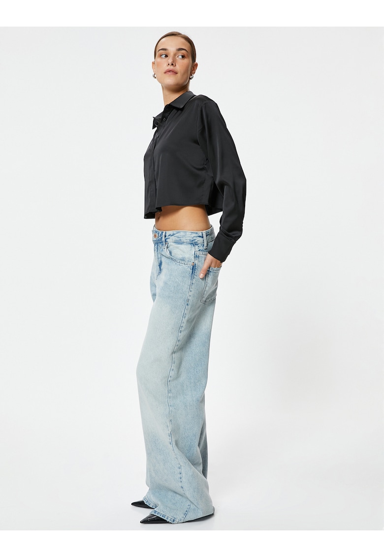 Camasa crop din satin