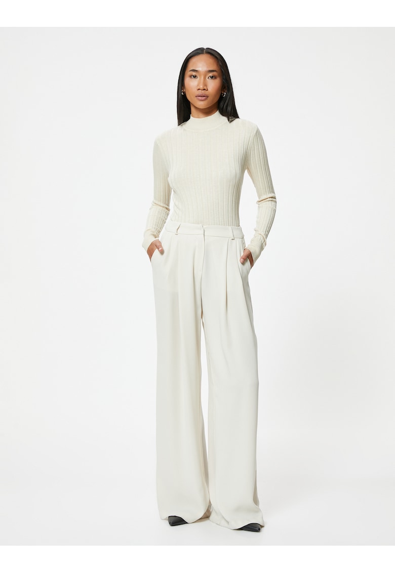 Pulover striat slim fit - Bej