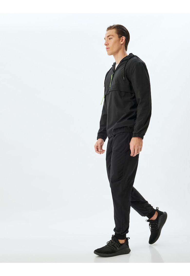 Pantaloni uni cu talie medie - Negru