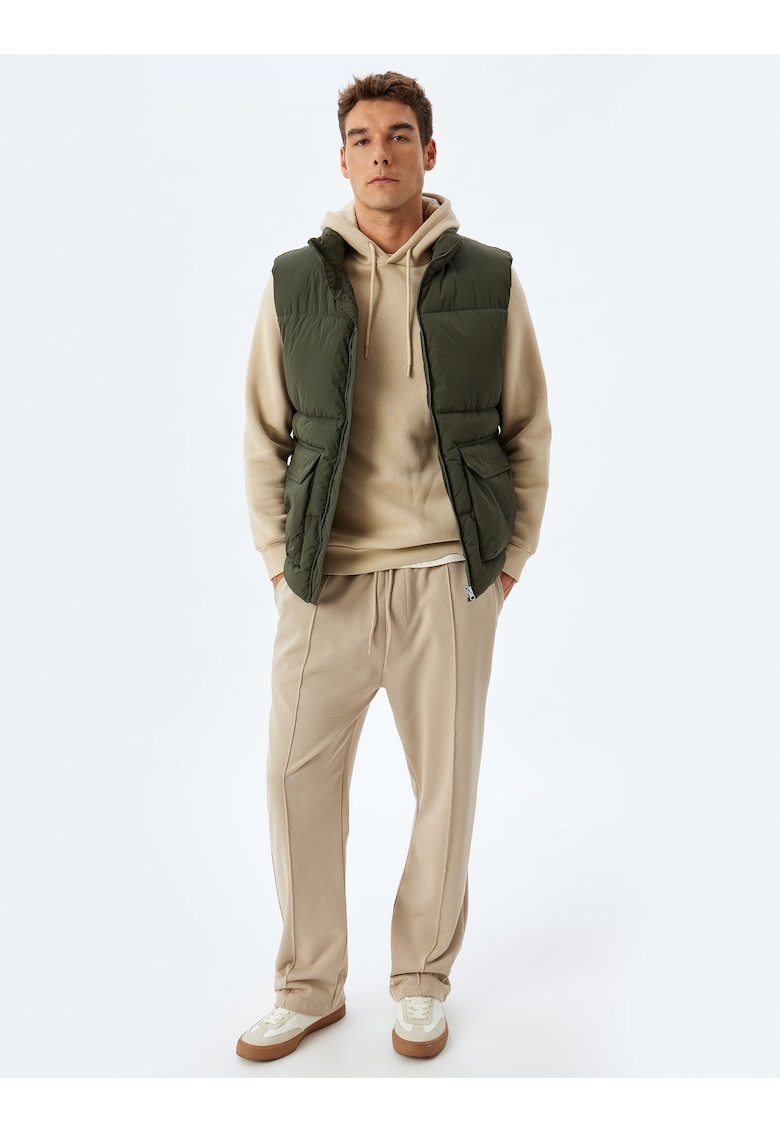 Pantaloni de trening drepti din bumbac - Bej